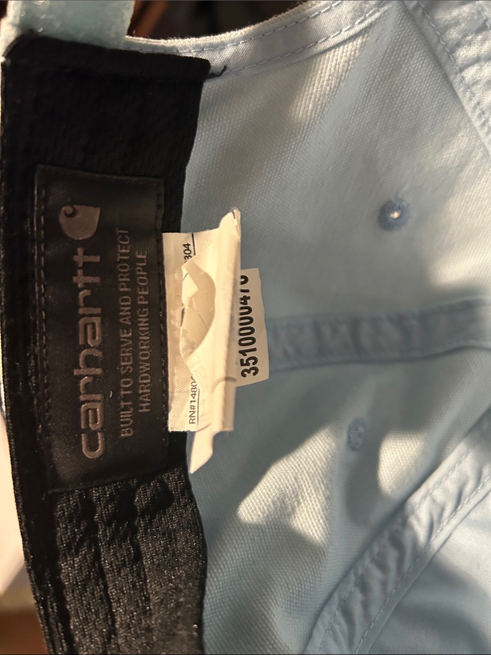 Carhartt Pale Blue Cotton Dad Cap with Leather Logo Patch - Picture 6 of 6
